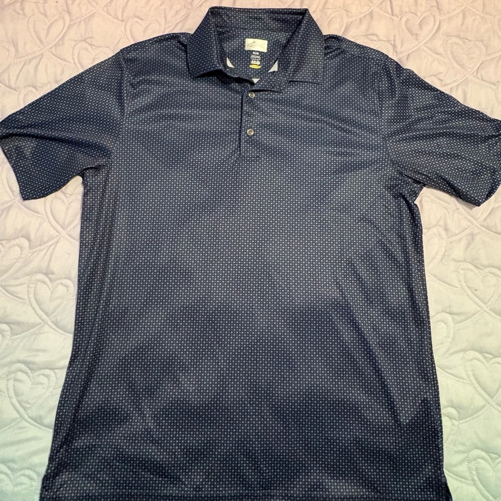 Men's Navy Patterned Polo Shirt by Unknown Brand